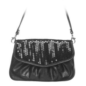 GRACE ADELE Jane Sequin Black Clutch Detachable